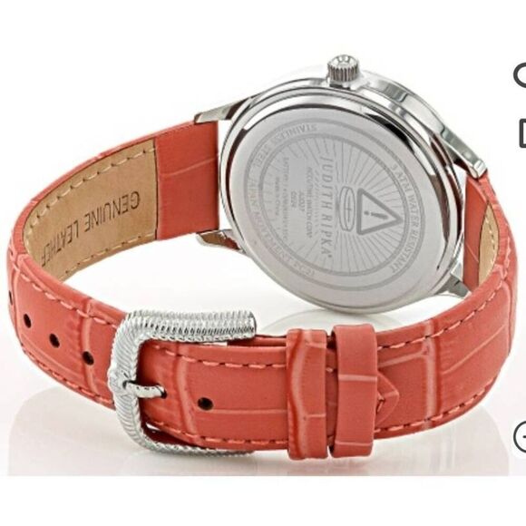 JUDITH RIPKA Mother-of-Pearl & CZ Pink Leather & Silver Harper Watch~1.5 Ct - Picture 5 of 6